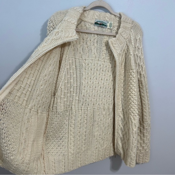 Aran Crafts Irish 100% Merino Wool Cream Full Zip Cardigan Sweater Size XXL - Picture 5 of 6